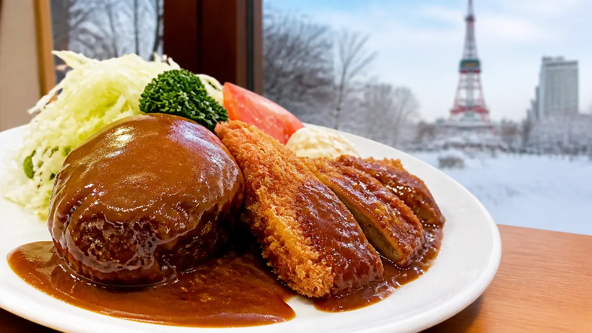ボリューム満点のハンバーグとカツレツメニューの解説画像