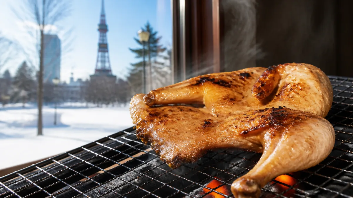 旭川グルメおすすめ②新子焼きの最高峰|焼鳥専門 ぎんねこで味わう半身炭火焼きの解説画像