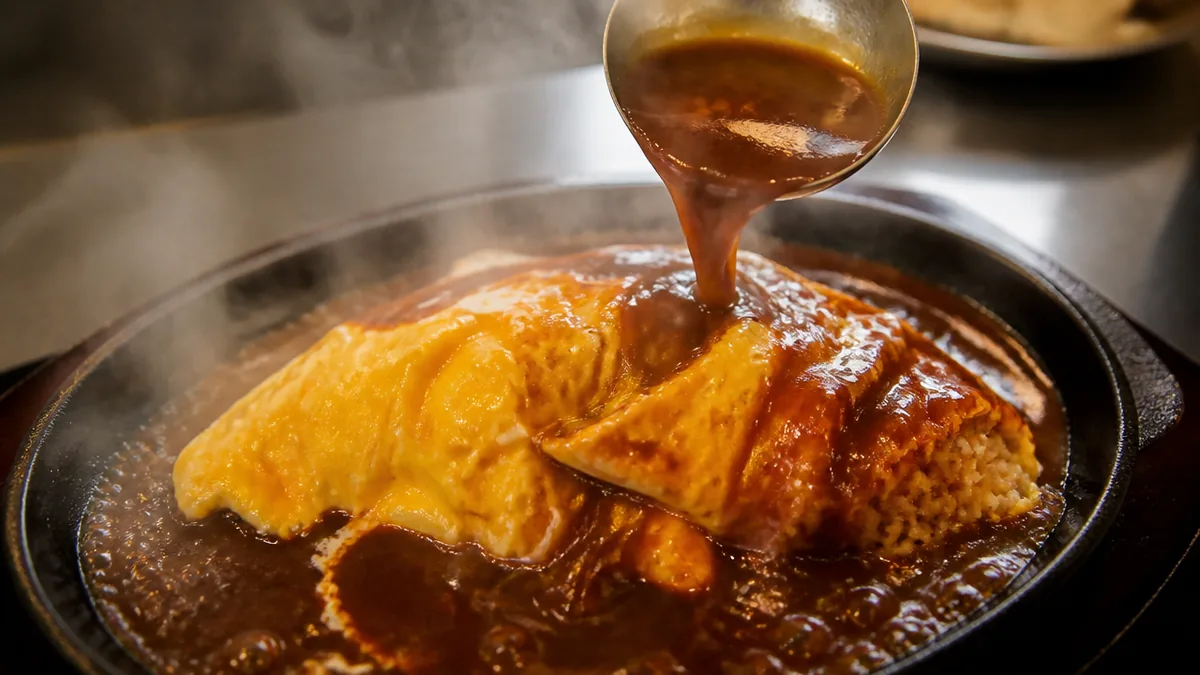 鉄板の上で仕上がるオムカレーが食べたいならまさ屋の解説画像
