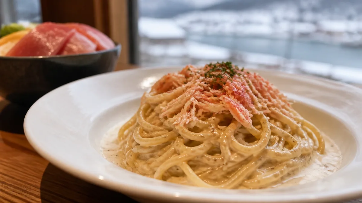 シロクマ食堂 小樽はカウンター9席の行列店|カニみそパスタ1,700円と入店のコツのアイキャッチ画像
